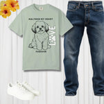 Maltese Dog Lover T-Shirt - Woman wearing White tee with Maltese puppy | Our Phoenix Rise
