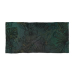 dark green hibiscus tropical beach towel - flat lay | Our Phoenix Rise
