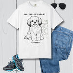 Maltese Dog Lover T-Shirt - Woman wearing White tee in nature setting | Our Phoenix Rise
