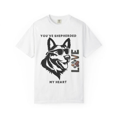 German Shepherd T-shirt - 'Shepherded My Heart' Comfort Tee - Iron Phoenix GHG