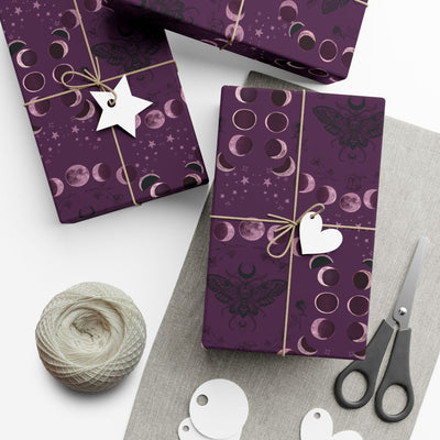Moon Phase Pattern Gift Wrap Paper | Purple Lunar Wrapping Paper