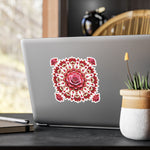Rose Mandala Vinyl Decal — Kiss-Cut Floral Sticker for Laptops, Water Bottles & Windows