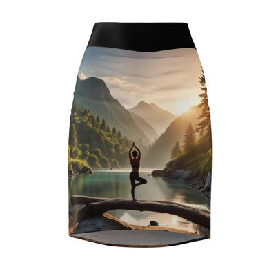 Yoga Pencil Skirt - Serene Lake Scene Design Workout Skirt - Iron Phoenix GHG