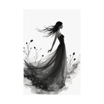 "Whispers of the Wind" - Elegant Black & White Satin Art Print - Wall Art - Iron Phoenix GHG