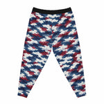 Red White Blue Houndstooth Joggers - Back View Flat Lay | Our Phoenix Rise