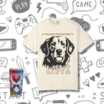 Golden Retriever Shirt for Dog Lovers - Ivory tee on model, side view | Our Phoenix Rise