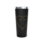 Minimal Gold Heart Outline Tumbler - Lid Detail | Our Phoenix Rise