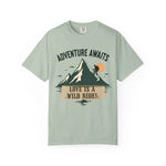 Mountain Hiking Graphic T-Shirt - Moss Green Front View | Our Phoenix Rise