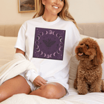 Moon Phase Moth T-shirt | Lunar Phases, Mystical Purple Design