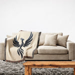 Phoenix Silhouette Woven Blanket - full pattern detail, spread out | Our Phoenix Rise