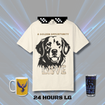 Golden Retriever Shirt for Dog Lovers - White tee on hanger, front | Our Phoenix Rise
