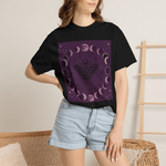Moon Phase Moth T-shirt | Lunar Phases, Mystical Purple Design
