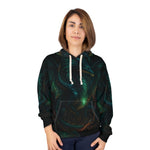Dark Green Dragon Print Pullover Hoodie - Hood Detail | Our Phoenix Rise