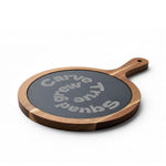 Personalized Acacia Slate Charcuterie Board - Back view of acacia wood grain on oval serving board | Our Phoenix Rise