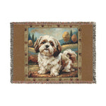 Shih Tzu Woven Blanket - Full Front View Scenic Woodland Backdrop | Our Phoenix Rise
