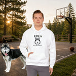 Funny Husky Dog Hoodie - Back View of White Heavyweight Blend | Our Phoenix Rise