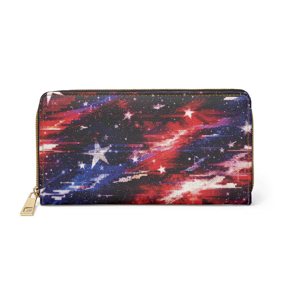 American Flag Galaxy Wallet - Patriotic Women's Zip Around Clutch | USA Pride Gift