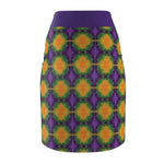 Purple and Yellow Women's Pencil Skirt, Relaxed Vibe Summer Fashion, Casual Office Wear, Stretchy Bodycon Skirt, Comfy Work Attire, Fun - Iron Phoenix GHG