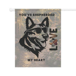 German Shepherd Garden Flag - Garden setting with flowers | Our Phoenix Rise