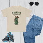 Golfing Is Just Hiking With Anger Issues Shirt - Sand Front View | Our Phoenix Rise
