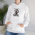 Labrador Retriever Owner Hoodie - Model wearing white hoodie, side view | Our Phoenix Rise