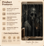 Creepy Skull Monster Shower Curtain full product display | Our Phoenix Rise