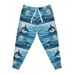 Dolphin Print Athletic Joggers - Front View Flat Lay | Our Phoenix Rise