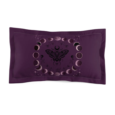 Moon Phase Moth Pillow Sham — Gothic Celestial Microfiber Pillowcase
