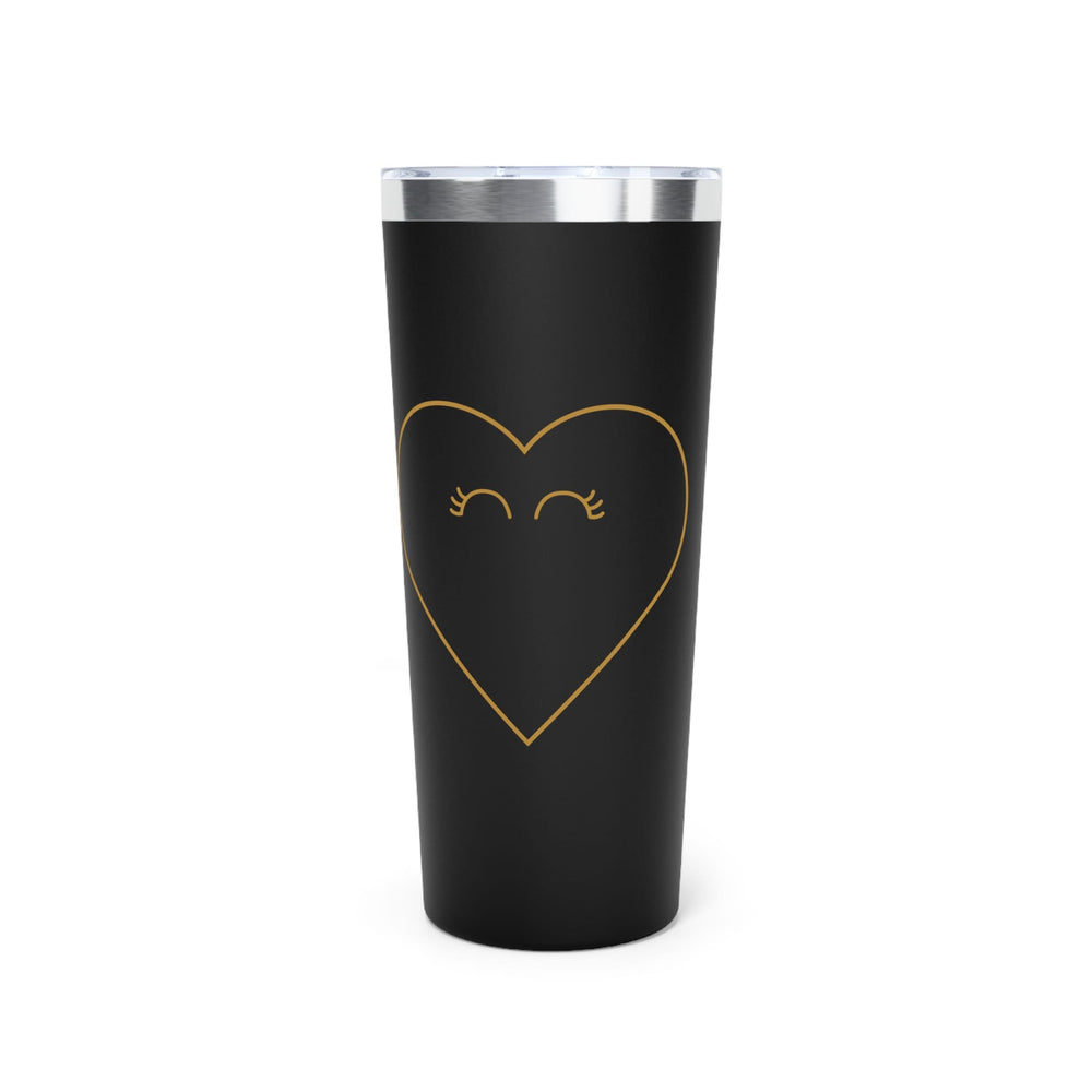 Minimal Gold Heart Outline Tumbler Black 22oz
