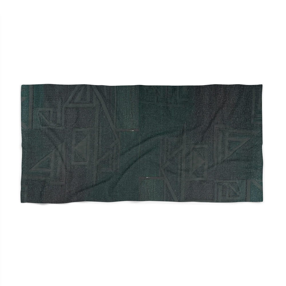 Dark Teal Geometric Beach Towel