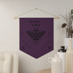 Gothic Moth Wall Pennant - Close Up of The Moth & Moon Printed Text | Our Phoenix Rise