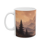 Sunset Mountain Landscape Mug | Rustic Forest Peaks Ceramic Mug