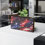 American Flag Galaxy Wallet - Patriotic Women's Zip Around Clutch | USA Pride Gift