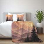 Rustic Mountain Throw Pillow - Bedroom Decor with Misty Forest Design | Our Phoenix Rise