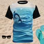 Black Blue Dolphin Jumping Ocean T-Shirt