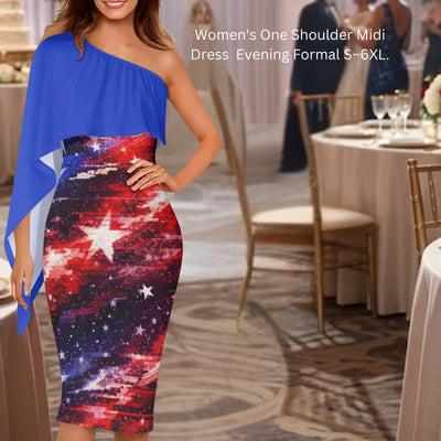Patriotic One Shoulder Galaxy Flag Dress - American Pride | USA