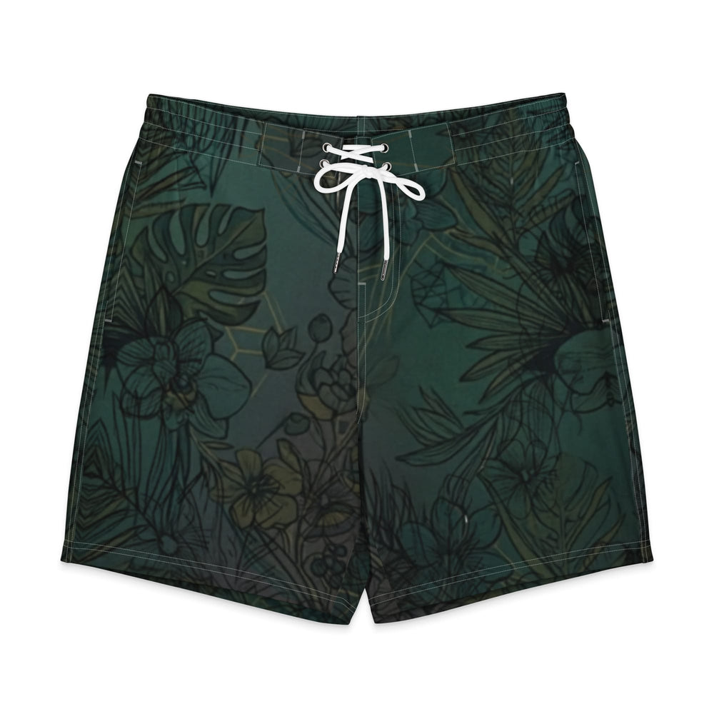 Dark Green Tropical Botanical Mens Board Shorts