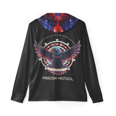 Personalized American Eagle Sports Hoodie - Back view with patriotic eagle graphic | Our Phoenix Rise