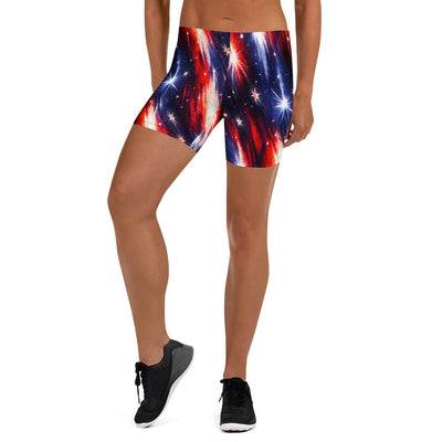 Red White Blue Starburst Athletic Shorts - Full Front View on Model | Our Phoenix Rise