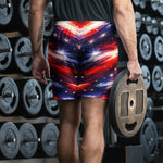 Stars and Stripes Athletic Shorts - Back view of man lifting weights | Our Phoenix Rise