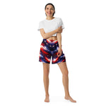 Stars and Stripes Athletic Shorts - Front view on model showing design | Our Phoenix Rise