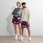 Stars and Stripes Athletic Shorts - Couple in red white and blue gear | Our Phoenix Rise