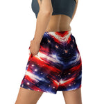 Stars and Stripes Athletic Shorts - Left back view of athletic shorts | Our Phoenix Rise