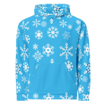 Blue Snowflake Winter Hoodie - Flat lay front view | Our Phoenix Rise