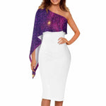Galaxy Drape White Party Dress Detailed View 5 | Our Phoenix Rise