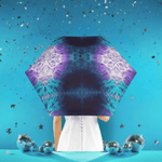 Purple Teal Automatic Umbrella - cosmic flame design with confetti falling | Our Phoenix Rise