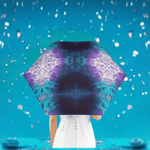 Purple Teal Automatic Umbrella - top view of open canopy showing design | Our Phoenix Rise