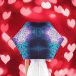 Purple Teal Automatic Umbrella - detail of waterproof fabric and print texture | Our Phoenix Rise