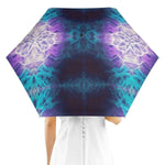 Purple Teal Automatic Umbrella - person holding cosmic flame umbrella from behind | Our Phoenix Rise