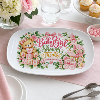 Baby Girl Shower Serving Platter - Lifestyle Table Setup 10 | Our Phoenix Rise
